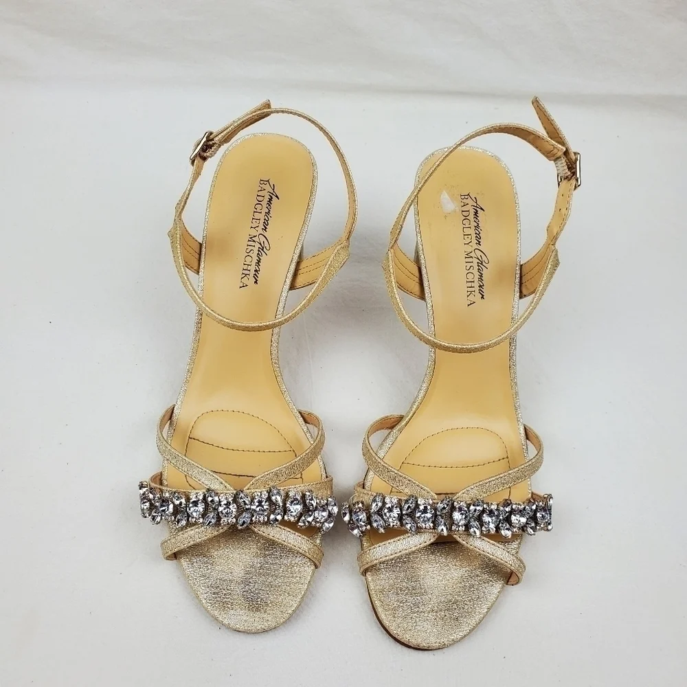 American Glamour Badgley Mischka Embellished Heels Sandals